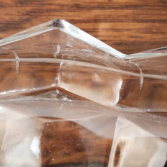 Colony Whitehall Clear Footed Bowl 10" cube cubist glass midcentury vintage - Picture 10 of 13